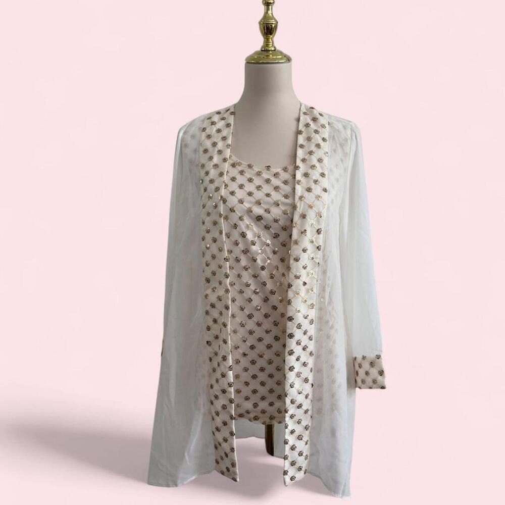 Y2K‎ Massey’s Gold Sequin Blouse + Sheer Cardigan Set — Size M